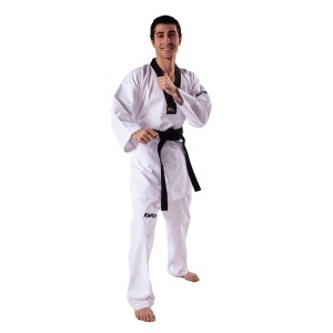 TKD kimono Victory s črnim reverjem - WT odobreno